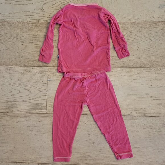 KICKEE PANTS girl 2 piec hot pink Baby rainbow embroidered pajama set 12 to 18 m - Picture 5 of 5
